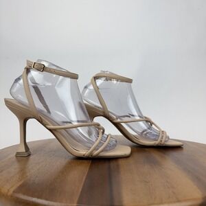 Womens Open Edit Rachel Nude Faux Leather Strappy Heeled Sandals Size 8 M GUC